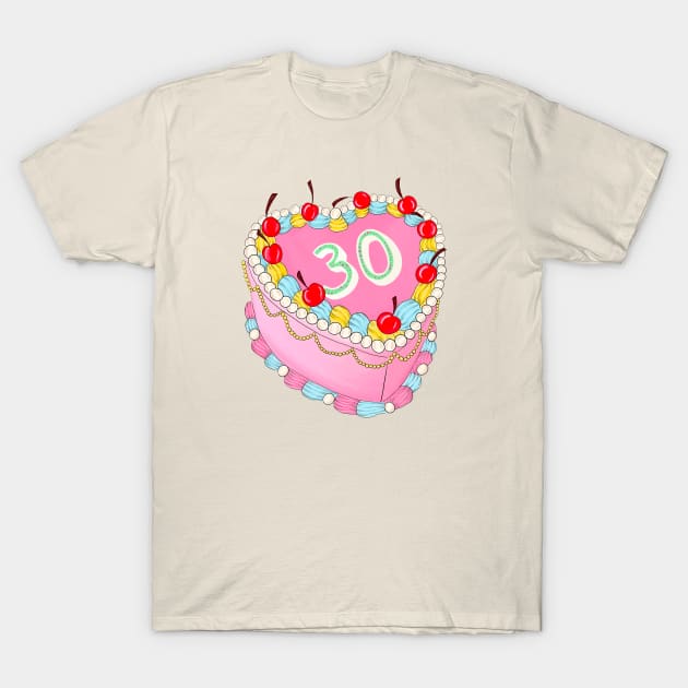 30th Birthday cake T-Shirt by Poppy and Mabel